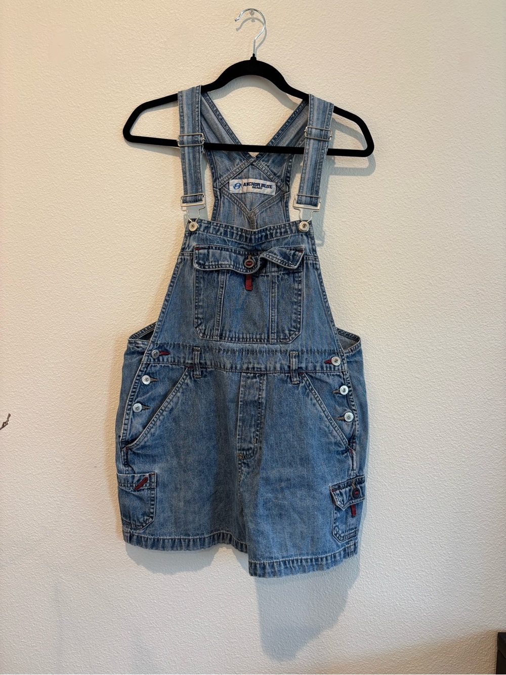 vintage 90s Anchor Blue denim shortalls size large